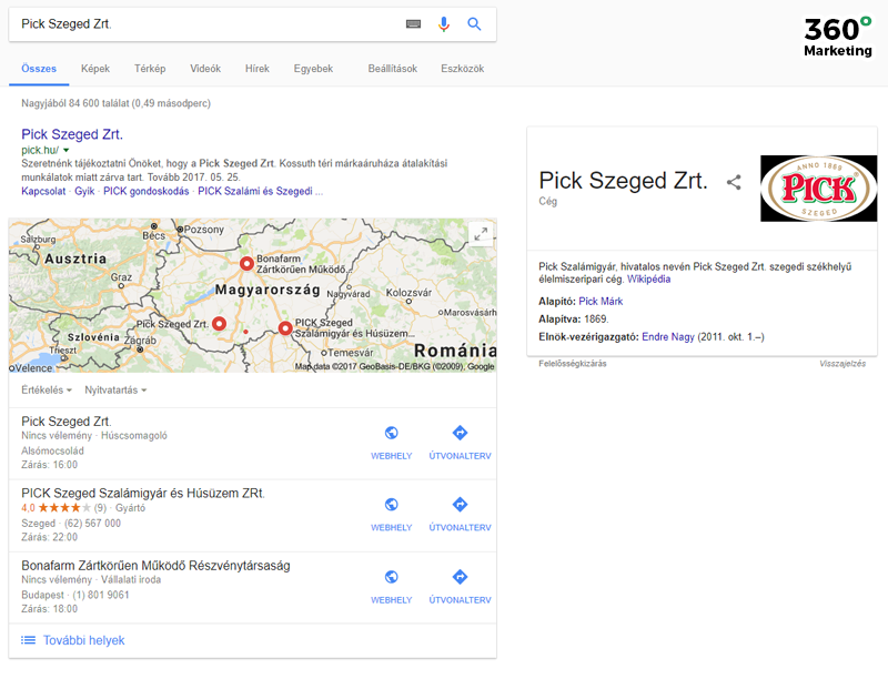 Pick Szeged megjelenítése