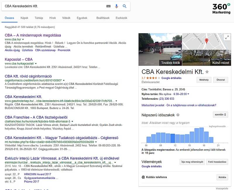 Google cégem profil