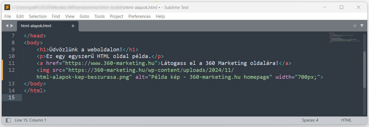 HTML alapok - HTML oldal példa